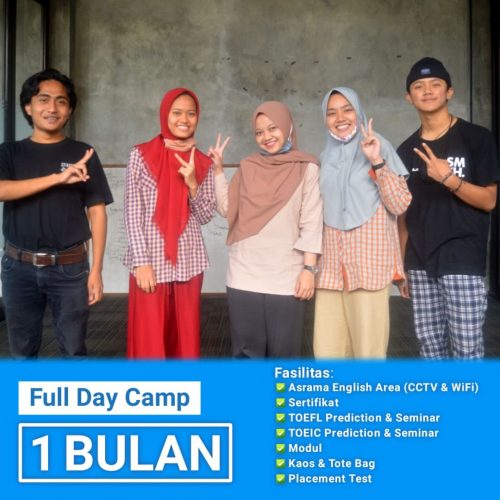ACCESS-ES - Paket Full Day Camp 1 Bulan dibagi menjadi 3 level yaitu Level 1, Level 2 dan Level 3. Untuk mengikuti paket ini, Kamu wajib melalui placement test terlebih dahulu untuk menentukan Level kelas yang sesuai dengan kebutuhan kamu. (sehingga dalam satu kelas kemampuan peserta akan merata). Paket Full Day Camp memiliki 5x kelas/pertemuan yang wajib diikuti selama hari aktif (senin-jumat)