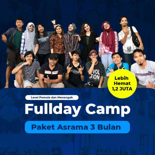 ACCESS-ES - Paket Full Day Camp 3 Bulan dibagi menjadi 3 level yaitu Level 1, Level 2 dan Level 3. Untuk mengikuti paket ini, Kamu wajib melalui placement test terlebih dahulu untuk menentukan Level kelas yang sesuai dengan kebutuhan kamu. (sehingga dalam satu kelas kemampuan peserta akan merata). Paket Full Day Camp 3 Bulan memiliki 5x kelas/pertemuan yang wajib diikuti selama hari aktif (senin-jumat)