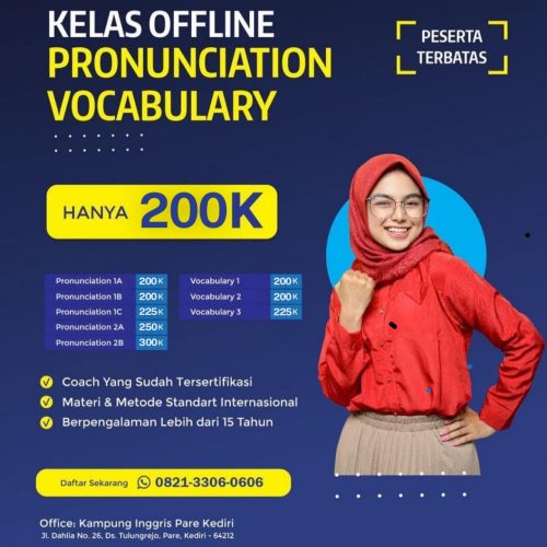 Pronunciation Class di ACCESS-ES dirancang khusus buat Kamu yang masih pemula dan ingin memiliki kemampuan berkomunikasi dengan menggunakan bahasa inggris secara aktif, khususnya pada pelafalan kata, serta menguasai beberapa fitur lain dengan menggunakan metode efektif. So, dengan mengikuti Pronunciation Class maka pelafalan Kamu dapat terdengar lebih fasih dan semakin percaya diri kalau ngobrol langsung sama native speaker.