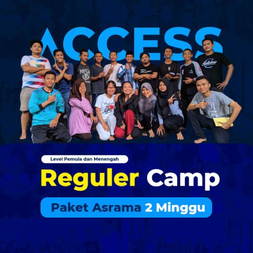 ACCESS-ES - Paket Reguler Camp 2 Minggu dibagi menjadi 3 level yaitu Level 1, Level 2 dan Level 3. Untuk mengikuti paket ini, Kamu wajib melalui placement test terlebih dahulu untuk menentukan Level kelas yang sesuai dengan kebutuhan kamu. (sehingga dalam satu kelas kemampuan peserta akan merata).