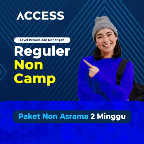 Paket Reguler Non Camp 1 Bulan memiliki 4x kelas/pertemuan yang wajib diikuti selama hari aktif (senin-jumat) Yang akan Kamu pelajari ketika mengikuti Paket Reguler Non Camp ACCESS-ES Kampung Inggris Pare sebagai berikut: Speaking (Level 1/Level 2/Level 3) Pronunciation (Level 1/Level 2/Level 3) Grammar (Level 1/Level 2/Level 3) Study Club