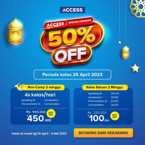 Kamu memiliki kesempatan untuk meningkatkan kemampuan bahasa Inggris Kamu dengan mengikuti Kelas sebanyak 4x Sehari dengan durasi selama 2 minggu dan dibimbing langsung oleh para Coaches yang memiliki kompetensi level internasional.
