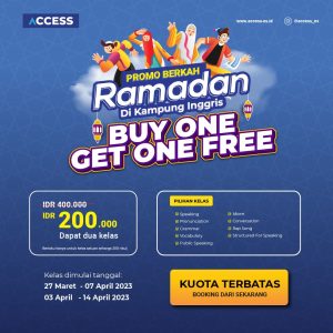 Promo Ramadhan - Daftar 1 Kelas Gratis 1 Kelas Khusus buat Kamu yang masih pemula dan ingin memiliki kemampuan berkomunikasi dengan menggunakan bahasa inggris secara aktif sambil mengisi bulan Ramadhan di Kampung Inggris Pare